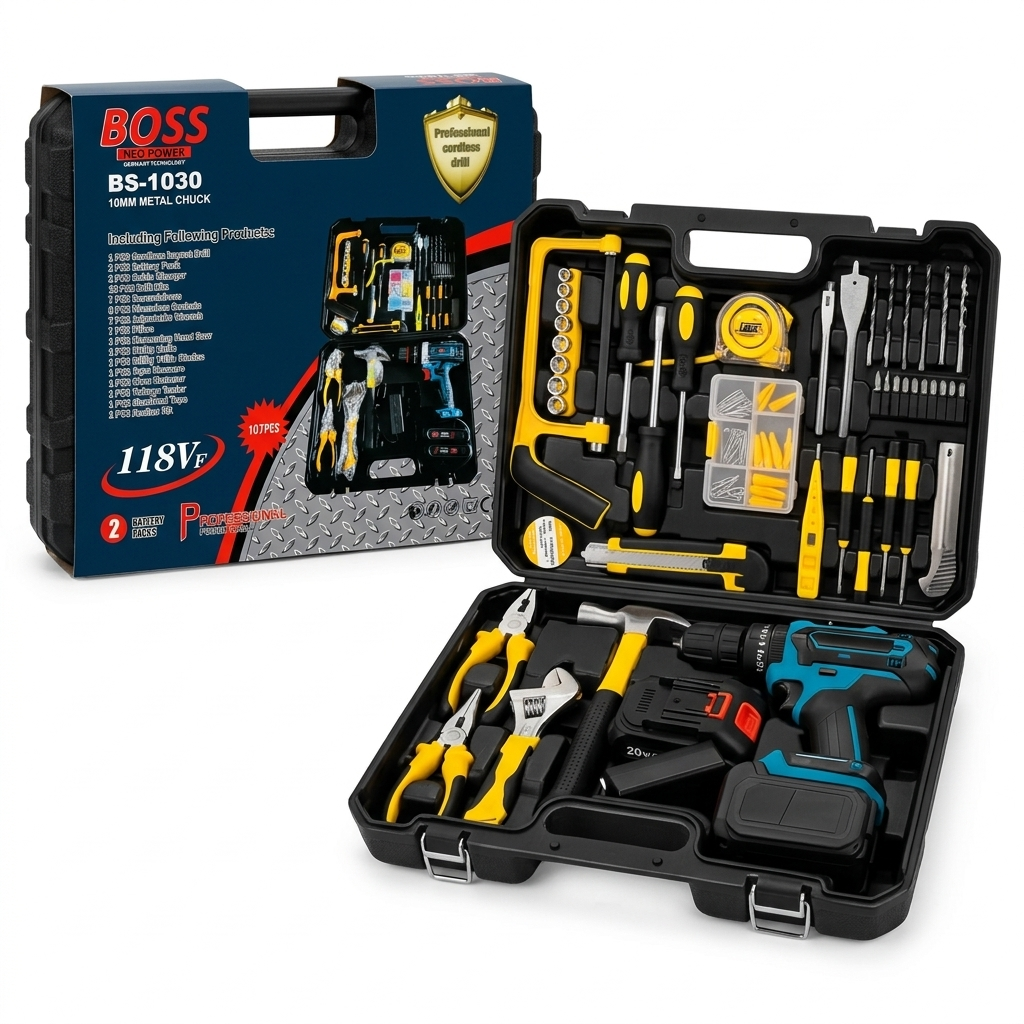 118 PCS Professional Tool Kit with Drill – Complete Home & Workshop Set (Only 200 Dirham)